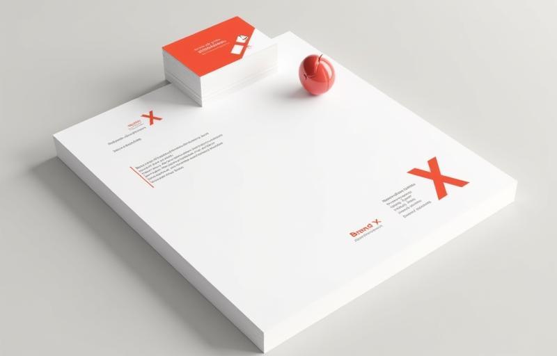 Portfolio example: Brand X Identity Project - modern logo and stationery mockup
